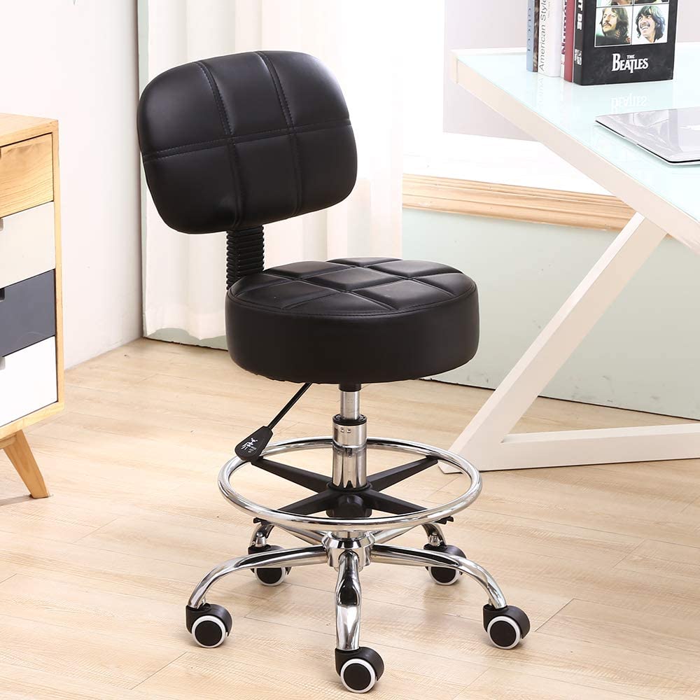KKTONER Rolling Leather Adjustable Drafting Chair