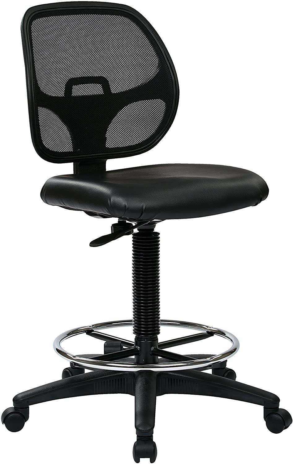 Office Star Deluxe Vinyl Seat and Mesh Back Drafting Chair